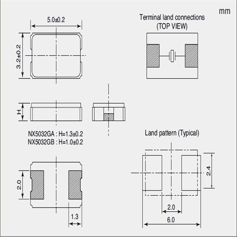 NX5032GA-25.000000MHZ-LN-CD-1 25MHZ 50ppm OA/AV应用