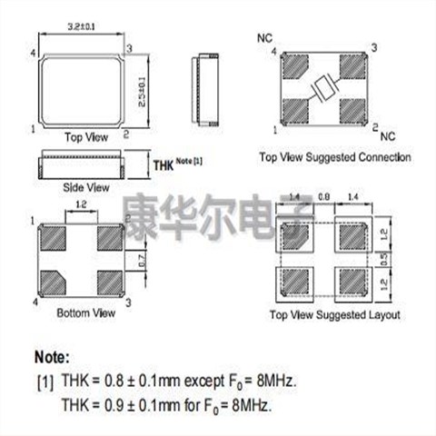 台产TXC晶振,7V25070001,7V谐振器,25MHz,3225谐振器,笔记本电脑晶振