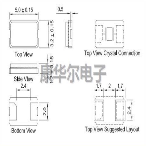 7A08000001,TXC晶振,8MHz,5032贴片晶振,20pF,7A系列,±20ppm