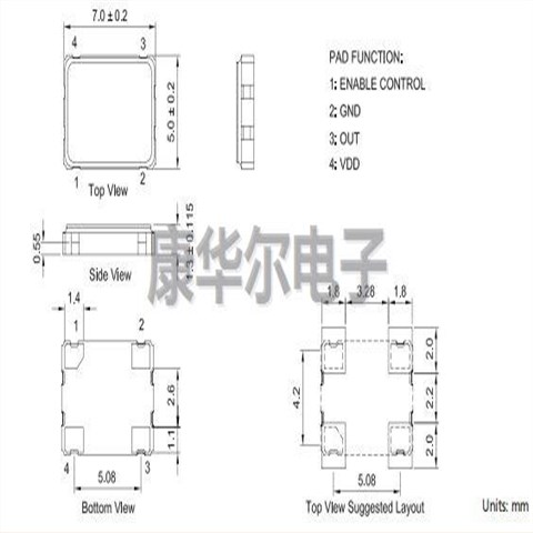 14.7456MHz,台产TXC石英晶振,7W CMOS输出晶振,7W-14.7456MBA-T