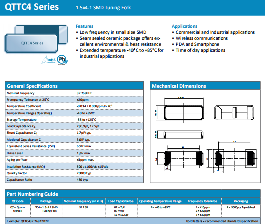 Quarztechnik晶振,石英水晶振子,QTTC4晶振